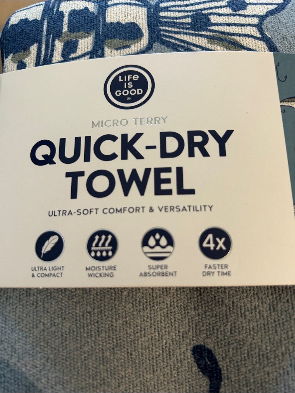 Life Is Good Blue & Gray Micro Terry Quick-Dry Towel